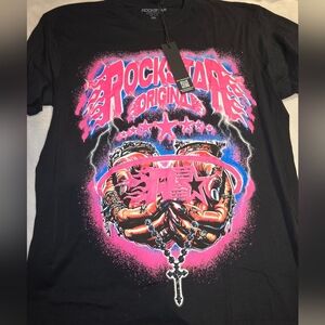 Rockstar Original Black and Pink Short Sleeve Tee